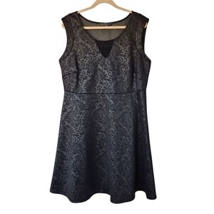 New Noir Fit & Flare Evening Dress Sleeveless Mesh Detail Victorian Goth